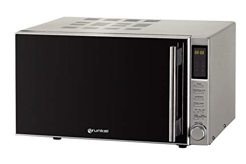 Grunkel - Microondas digital con grill de 30 litros de capacidad en acero inoxidable y 900W. 6 niveles de potencia y 2 niveles de combinado. 8 opciones multi-cocinado. Modelo MWG-30DG IXT