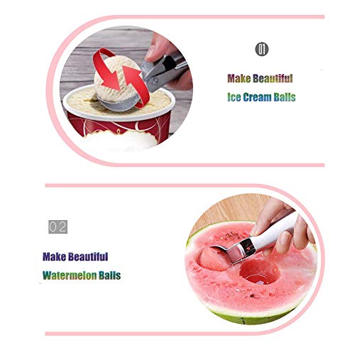 Gsyamh Pala para Helado Profesional Cuchara Helado Acero Duradera Utensilio Cocina Antiadherente Helado Adecuado para Helados Esféricos Hechos Mano Frutas Restaurantes Familiares Práctico Conveniente