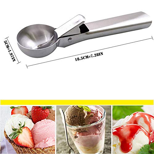 Gsyamh Pala para Helado Profesional Cuchara Helado Acero Duradera Utensilio Cocina Antiadherente Helado Adecuado para Helados Esféricos Hechos Mano Frutas Restaurantes Familiares Práctico Conveniente