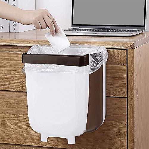 Gua Bote de Basura Colgante, Contenedor de Basura Plegable, Papelera Plegable, Cubo de Basura Plegable Colgante, para Puerta de Armario de Cocina, Baño, Coche, Inodoro (Blanco)