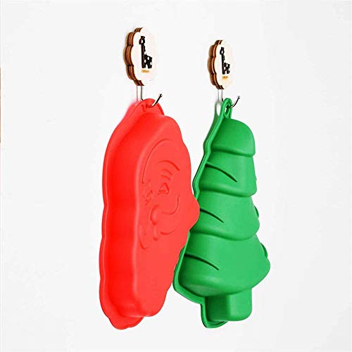 Guanici Molde de Silicona navideño Molde de árbol de Navidad y Papá Noel Antiadherente Flexible Accesorios para Hornear para Hornear Pasteles, Magdalenas, Galletas, Chocolate Juego de 2 Piezas