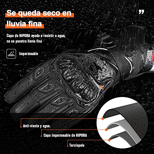 Guantes Moto Invierno Impermeable Pantalla Táctil Guantes Protectores de Motociclismo Dedo Completo para Invierno