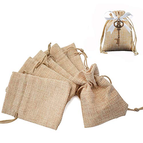 Gudotra Acerca de 100pcs Bolsa de Lino con Cordón para Joyería Regalos Arroz Boda Navidad Bolsitas de Tela Saco 10 * 14cm (100pcs 10 * 14cm)