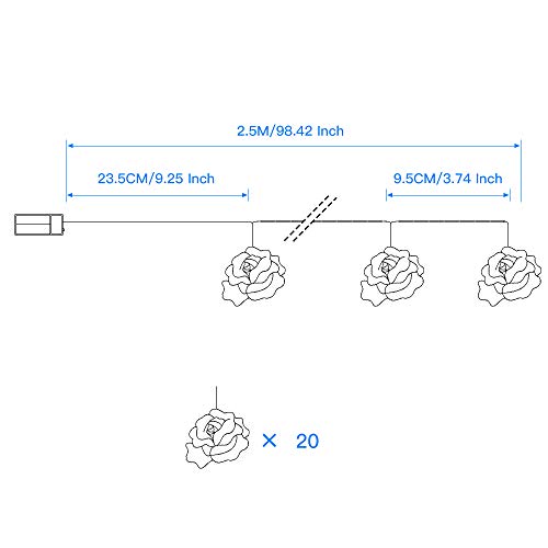 Guirnalda de luces LED - ELINKUME 2,5M/8,2 pies 20 LED rosas luces de hadas Con pilas blanco cálido decoración de flores románticas para San Valentín, Navidad, bodas, fiestas