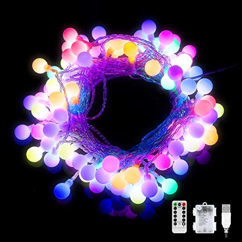 Guirnalda Luces, Cadena de Luces LED USB, Luces de Cadena Impermeable 10M 100LED 8 Modos Decorativas para Exterior, Interior, Jardines Fiesta de Navidad, Luz de Hadas Intensidad Regulable (Vistoso)