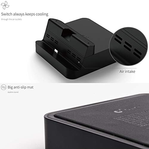 GuliKit TV Dock para Nintendo Switch, Admite Protocolo PD, Proyección 1080P / 2K / 4K, Soporte para Teléfono Inteligente o Tableta, Base de Carga con Salida de Refrigeración (Negro)