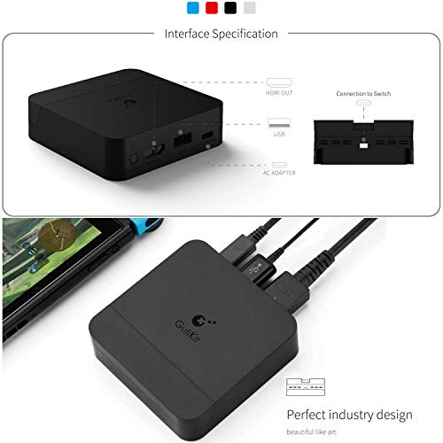 GuliKit TV Dock para Nintendo Switch, Admite Protocolo PD, Proyección 1080P / 2K / 4K, Soporte para Teléfono Inteligente o Tableta, Base de Carga con Salida de Refrigeración (Negro)