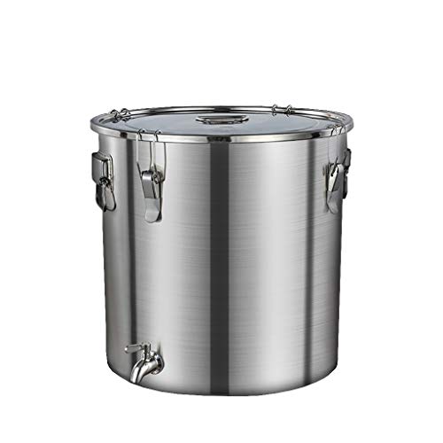 Guoguocy Ollas Rectas 304 Acero Inoxidable Sellado Barril, Gruesos de Gran Capacidad Cubo, Puede sostener Vino, Aceite, Leche, líquido Transporte (12L) (Color : Silver, Size : 54cm*53.5cm(100L))