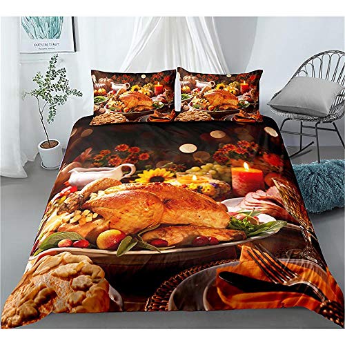 GUOTING 3D Ropa De Cama Infantil Deliciosa Comida Pollo Asado (220 X 230 Cm) Juego De Ropa De Cama,100% Poliéster, Antialérgico, Anti Decoloración, Impresión HD para Todo El Mundo