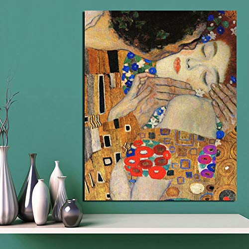 Gustav Klimt Kiss Significado nórdico cartel lienzo pintura sala de estar decoración del hogar moderno arte de la pared pintura al óleo carteles imagen 60x90 cm sin marco