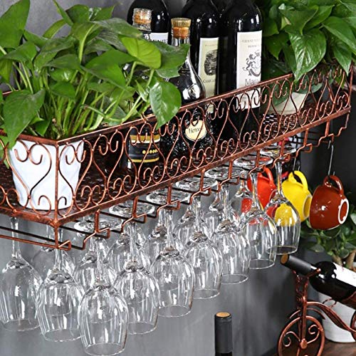 GUXINHOME De Pared de Hierro Vino de Cristal Estante Forjado Estante Creativo botellero Invertida Viento Industrial (tamaño: Longitud de 120 cm * Anchura 25 cm),B