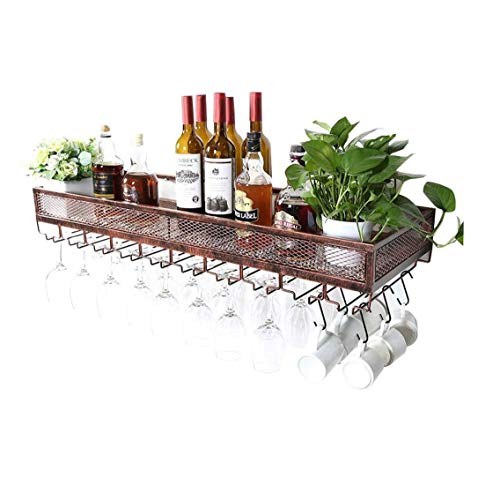 GUXINHOME De Pared de Hierro Vino de Cristal Estante Forjado Estante Creativo botellero Invertida Viento Industrial (tamaño: Longitud de 120 cm * Anchura 25 cm),B