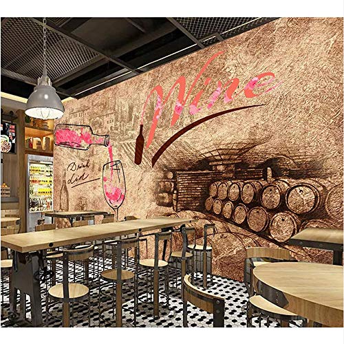 Guyuell Papel Tapiz Personalizado Mural Vintage Retro Salón De Vinos Bodega Bar Cafetería Papel Tapiz Del Hotel Tv Pintura De Fondo-200Cmx140Cm