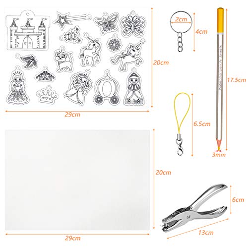 GWHOLE Kit de Hoja Termocontraíble Plástico Juguete de Pintura Manualidad para Niño,Heat Shrink Plastic Sheet Kit