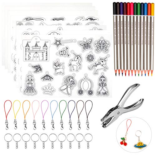 GWHOLE Kit de Hoja Termocontraíble Plástico Juguete de Pintura Manualidad para Niño,Heat Shrink Plastic Sheet Kit