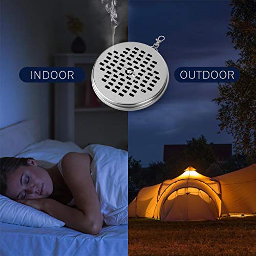 GWHOLE Porta-inciensos Antimosquitos de de Acero Inoxidable con Tapa para Interiores y Exteriores Caja para Espiral Mosquito Soporte Mosquito Coil Holder Portátil- Color Dorado y Plato, Envío al Azar