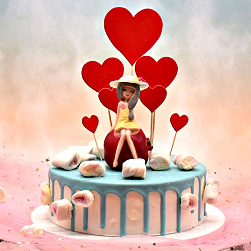 Gwolf Happy Birthday Cake Topper Love Heart Shape Cake Cupcake Insert Set 33 Pcs Fiesta de cumpleaños Cake Decoration Supplies Cake Topper