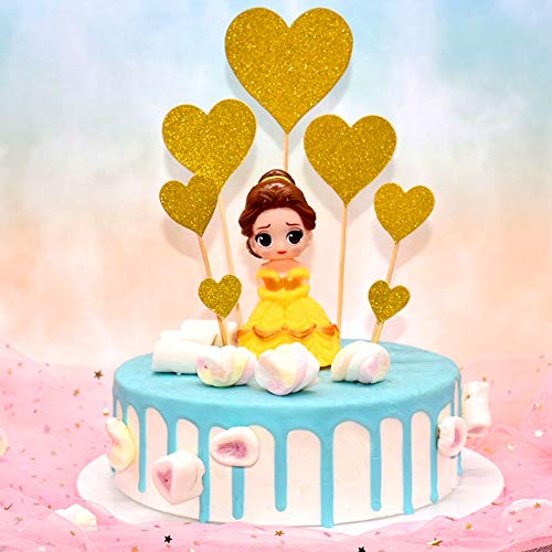 Gwolf Happy Birthday Cake Topper Love Heart Shape Cake Cupcake Insert Set 33 Pcs Fiesta de cumpleaños Cake Decoration Supplies Cake Topper