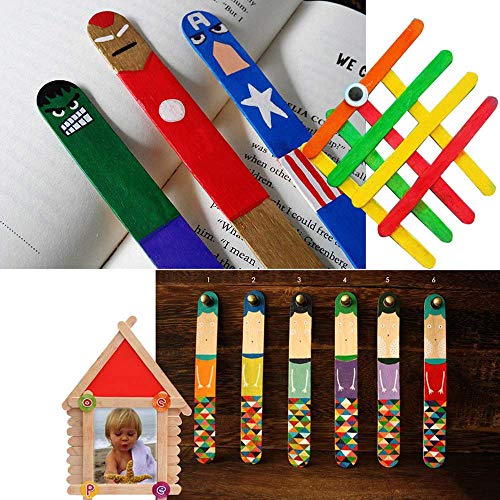 Gxhong Palitos de Madera para Manualidades, Palitos de Madera, Palitos De Madera Helado, Popsicle Sticks, Palos de Helados de Madera Natural, DIY Palitos de artesanía (Multicolor - 140 X 10 X 2MM)