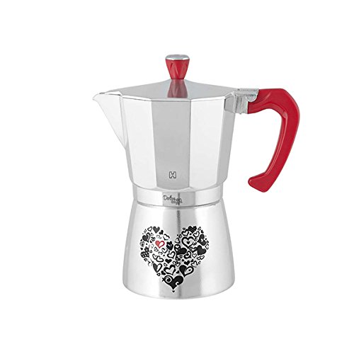 Habi kp2900 Cafetera Dolce Café para 9 Tazas, Aluminio, Rojo/Plata