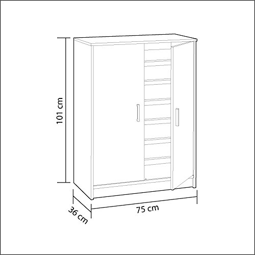 Habitdesign 007853O - Mueble zapatero Basic, mueble zapatero auxiliar medidas: 1,01 x 75 x 36 cm fondo