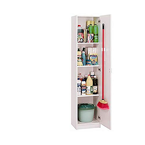 HABITMOBEL Armario Mueble Multiusos, 1 Puerta, Escobero, Poco Fondo, con Colgadores INCLUIDOS