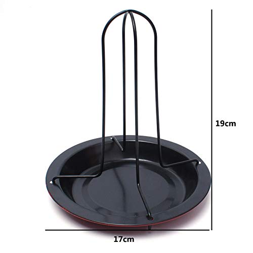 hacoly Acero al carbono para asar pollos (Non Stick pollo plana pollo asado parrilla del Horno pollo Soporte Sartén Hornear Cocinar BBQ – Cacerola (Cocina Bettwaren – Negro Rojo