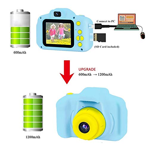 HaiGeng Cámara para Niños 12MP Selfie Cámara Digital 1080P HD Video Cámara Infantil 32GB TF Tarjeta, Estuche de Transporte, Batería Recargable 1200 mAh,2 Pulgadas, Regalos Juguete - Azul