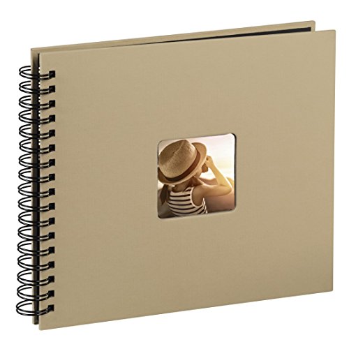 Hama 113681 - Álbum de fotos (50 páginas negras, álbum con espiral, compartimento para insertar foto) 28 x 24 cm,  color beige
