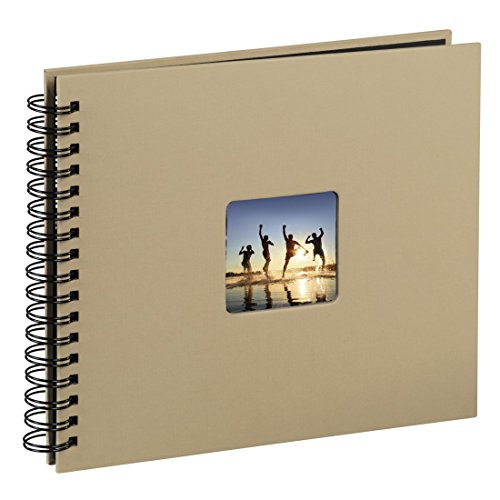 Hama 113681 - Álbum de fotos (50 páginas negras, álbum con espiral, compartimento para insertar foto) 28 x 24 cm,  color beige