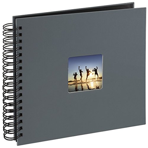 Hama Fotos (50 páginas Negras, álbum con Espiral, 28 x 24 cm, Compartimento para Insertar Foto), Gris