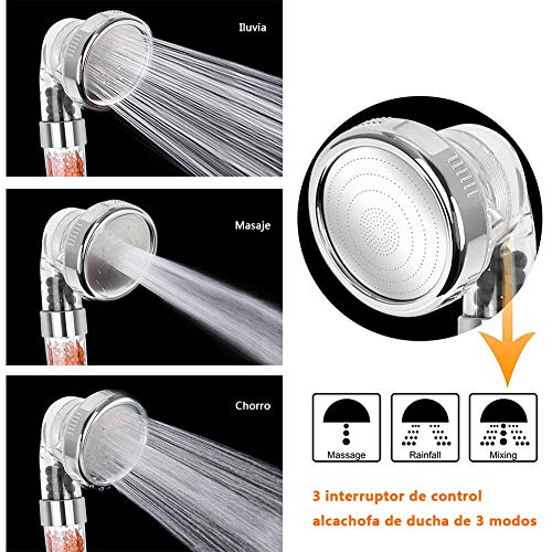 Hanbee Alcachofa de ducha antical, ahorro de agua de alta presión, filtro de tres niveles, sistema de filtrado iónico con filtro de algodón PP reemplazable