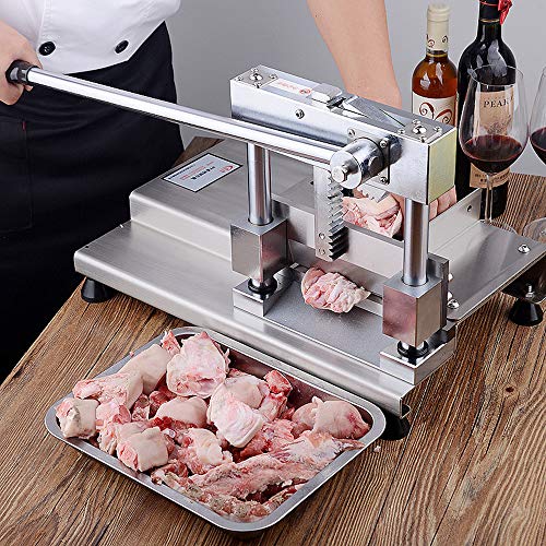 Hanchen Cortadora de Carne con Huesos Manual Industrial Rebanadora de Carne Acero Inoxidable ST700 Máquina para Cortar Costilla/Chuleta