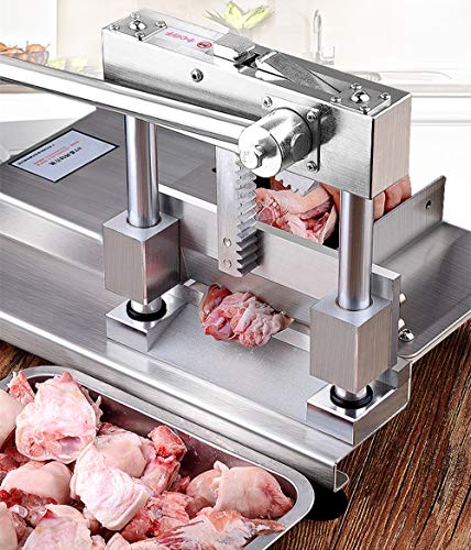 Hanchen Cortadora de Carne con Huesos Manual Industrial Rebanadora de Carne Acero Inoxidable ST700 Máquina para Cortar Costilla/Chuleta