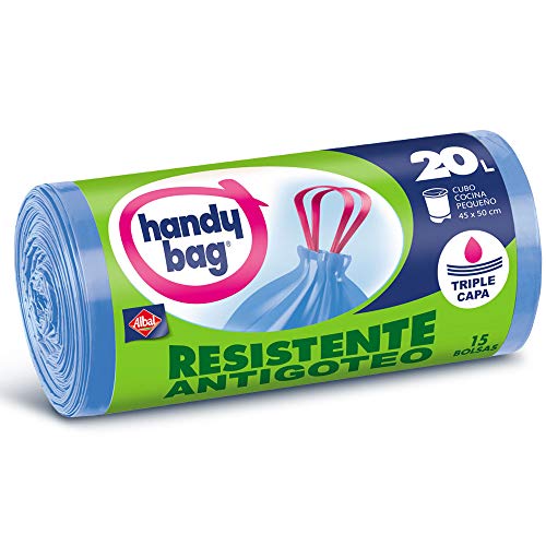 Handy Bag Bolsas de Basura 20L, Extra Resistentes, No Gotean, 15 Bolsas (1077)