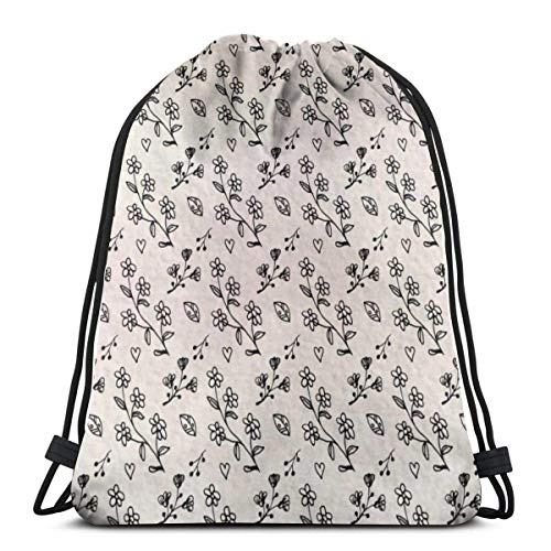 Hangdachang Dibujar a Mano Libre Floral Deporte Natación Yoga Mochila con cordón Mochila Escolar Ligera para Viajes Camping 36 x 43 cm / 14.2 x 16.9 Pulgadas