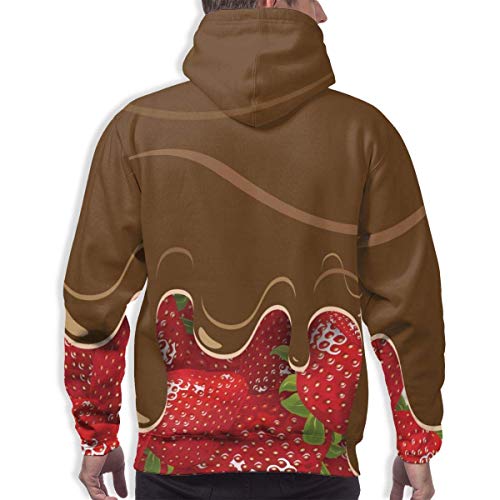 Hangdachang Regalo – Sudadera con capucha para hombre con bolsillo, fresas derretidas, confitería, frutos dulces Negro XXXL