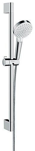 Hansgrohe 26555400 Crometta Vario Green Set de ducha, 6 l/min, con barra 65 cm, Blanco/Cromo, 0,65 m