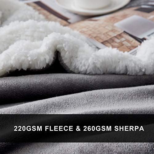 Hansleep Manta Reversible de Franela Sherpa, 150x200 cm Manta Polar para Sofá Cama, 100% Microfibra Cepillada Extra Suave Transpirable - Mantas de Pelo Cálida Acogedor, Gris Claro & Blanco