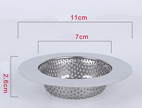 Haodou 2Pcs Filtro de desagüe del Fregadero de la Cocina, Traje del colador del Fregadero del Acero Inoxidable para la Cocina y el Cuarto de baño (11CM)