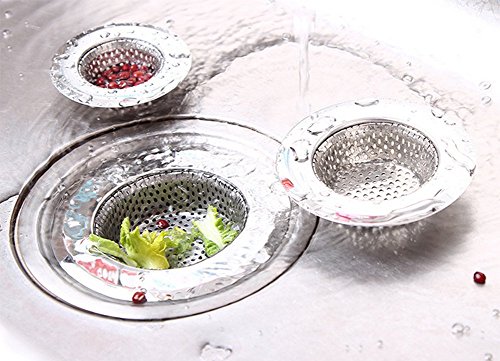 Haodou 2Pcs Filtro de desagüe del Fregadero de la Cocina, Traje del colador del Fregadero del Acero Inoxidable para la Cocina y el Cuarto de baño (11CM)