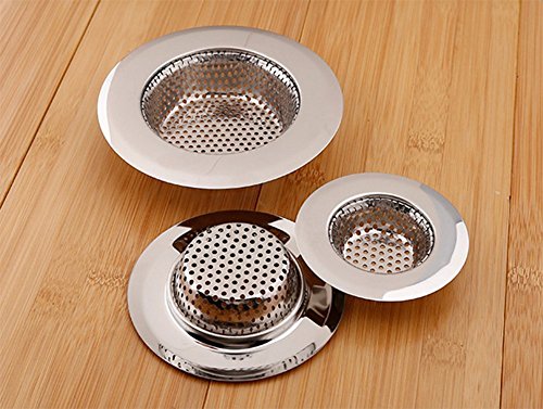 Haodou 2Pcs Filtro de desagüe del Fregadero de la Cocina, Traje del colador del Fregadero del Acero Inoxidable para la Cocina y el Cuarto de baño (11CM)