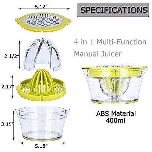 HAOSHUAI - Exprimidor de limón multifuncional manual de naranja cítricos y lima con base de depósito de medición antideslizante cubierta giratoria