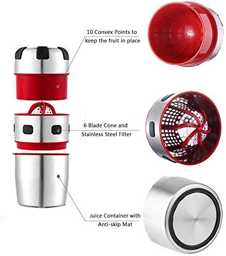 HAOSHUAI - Exprimidor manual de cítricos de naranja de acero inoxidable, exprimidor de limón con pantalla de malla y escariador giratorio para electrodomésticos de cocina