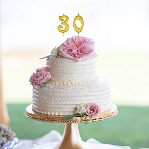Happyyami Número de cumpleaños número 30 Torta selecciones de Pastel decoración Velas de cumpleaños Topper para Suministros de Fiesta de cumpleaños (número 3 + 0)