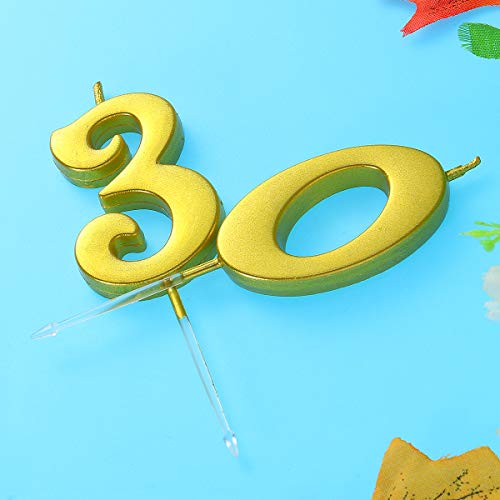 Happyyami Número de cumpleaños número 30 Torta selecciones de Pastel decoración Velas de cumpleaños Topper para Suministros de Fiesta de cumpleaños (número 3 + 0)