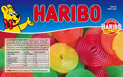 Haribo Discos Fruit Acid Geles Dulces - 2000 gr