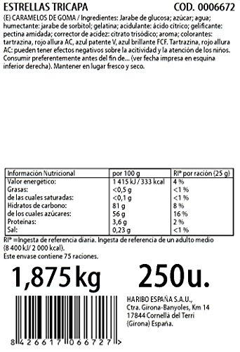 Haribo Estrellas Tricapa - 1 Paquetes de 1 x 1875 gr - Total: 1875 gr