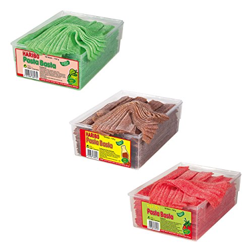 Haribo Pasta Basta Sour Set, 3 Tipos. Gominolas de Fruta, 3 x 1125 g