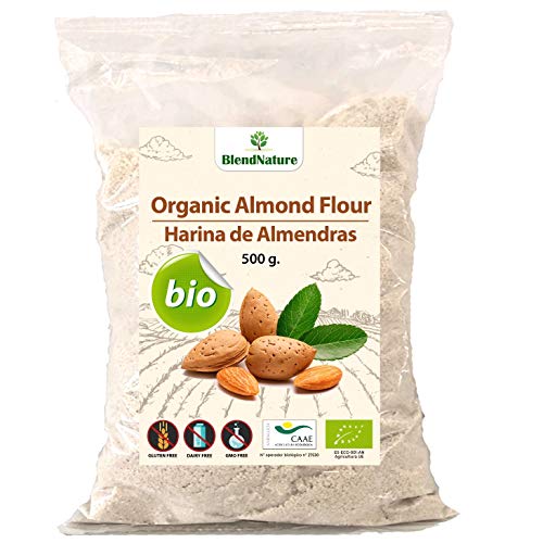 Harina de Almedras Ecologica 500g - Ideal para Reposteria Macarons y Keto – Sin Gluten – BIO 100 % Certificada – Natural de Origen Nacional – Molida